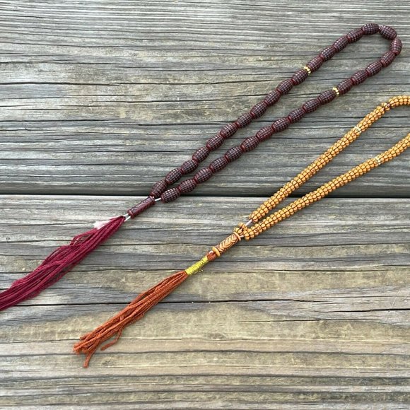 Tasbeeh Prayer Beads Islamic Religious Beads Brown Tan Plastic Tasbeh Lot of 2 - Picture 11 of 11